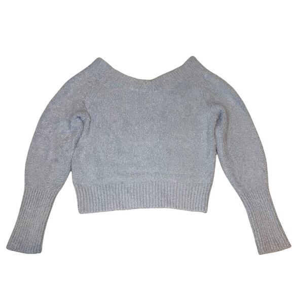 Madewell City Blue Organic Cotton Fuzzy Knit V-Neck Sweater Small - Picture 6 of 9